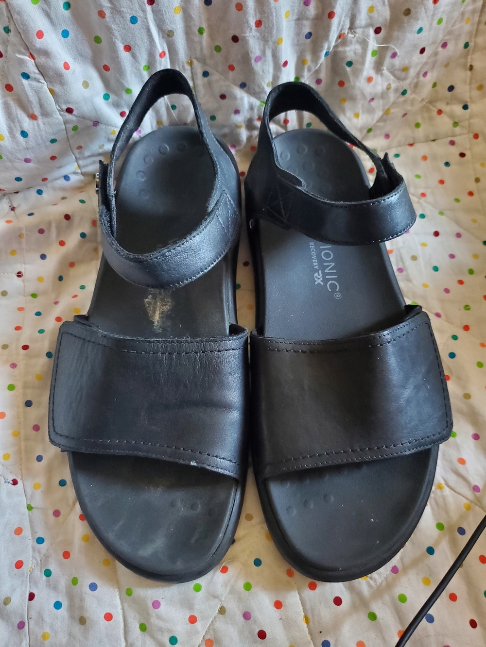 Vionic Awaken Rx Recovery Black Adjustable Strap Sandals Size 10.